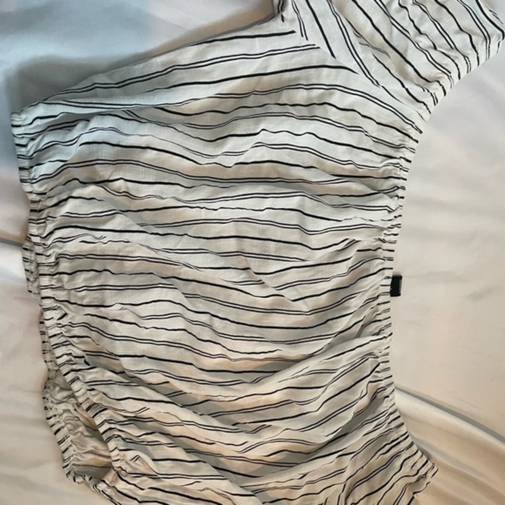 Ruched Striped Tie Crop Long Sleeve - Picture 4 of 6